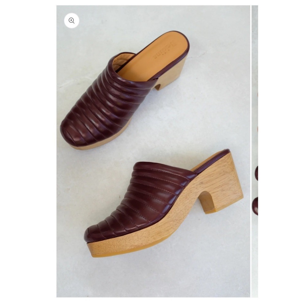 Beklina‎ Ribbed Clog Baya Size 6 Leather Wooden Purple